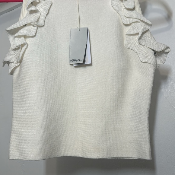 3.1 Phillip Lim Solid Ruffle Tank W Zippers Size XS White NEW WITH TAGS - Picture 5 of 13